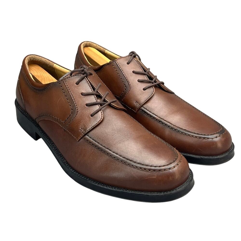 Chaps Brown Leather Lace Up Moc Toe Oxford Dress Shoe Men 11